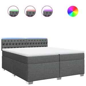 vidaXL Sommier à lattes de lit avec matelas Gris foncé 200x200cm Tissu