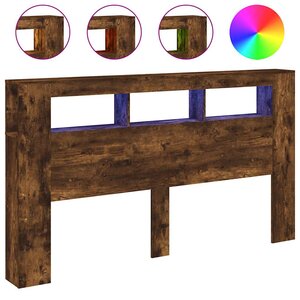 vidaXL Tête de lit à LED chêne fumé 180x18 5x103 5cm bois d'ingénierie