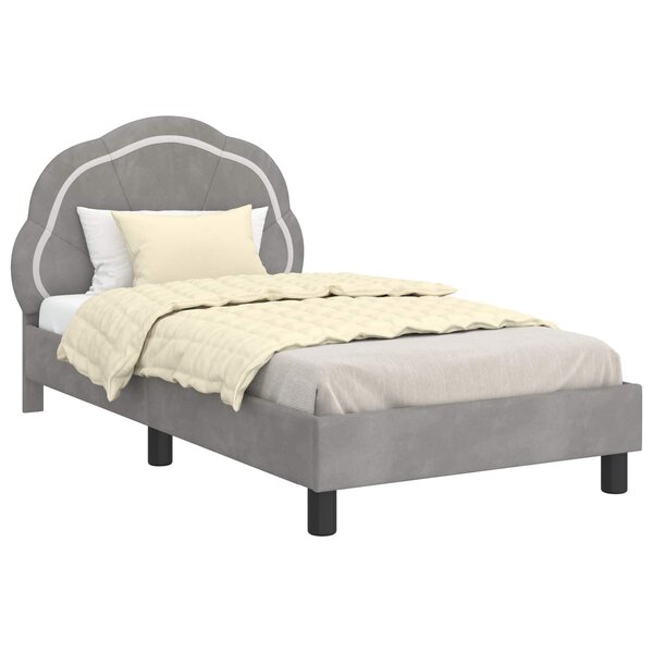 vidaXL Cadre de lit pour enfants avec tête de lit Gris clair Velours