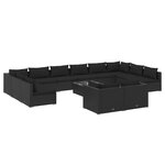 vidaXL Salon de jardin 13 Pièces avec coussins Noir Résine tressée