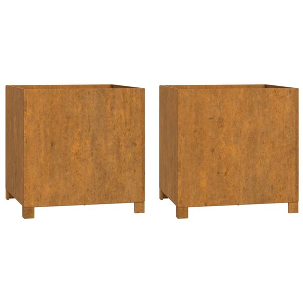 vidaXL Jardinières avec pieds 2 Pièces Rouillé 49x47x50 cm Acier corten