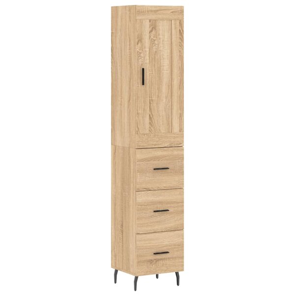 vidaXL Buffet haut Chêne sonoma 34 5x34x180 cm Bois d'ingénierie