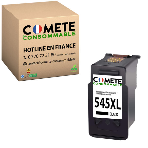 COMETE, Entreprise Française - 545XL - 1 Cartouche d'Encre Noire Compatible avec Canon