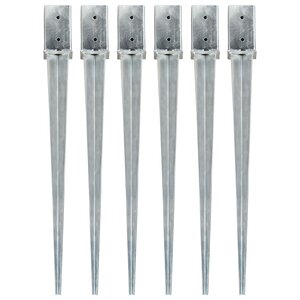 vidaXL Piquets au sol 6 Pièces Argenté 8x8x91 cm Acier galvanisé