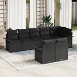 vidaXL Ensemble de canapé de jardin 8 pièces avec coussins noirs en poly rattan