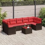 vidaXL Ensemble de canapé de jardin 8 Pièces Marron polyrotin