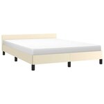vidaXL Cadre de lit avec tête de lit sans matelas crème 140x190 cm