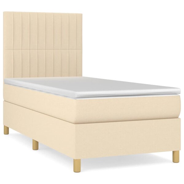 vidaXL Sommier à lattes de lit avec matelas Crème 80x200 cm Tissu