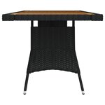 vidaXL Table de jardin Noir 160x70x72 cm Résine tressée et acacia