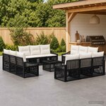 vidaXL Ensemble de canapé de jardin 13 pc Noir polyrotin