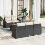 vidaXL Ensemble de canapé de jardin 6 Pièces Noir  blanc