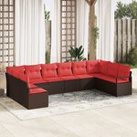 vidaXL Ensemble de Canapés avec coussin 10 Pièces Marron polyrotin