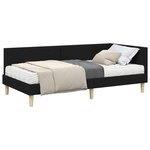 vidaXL Cadre de lit d'angle avec matelas 2 pc Noir 80 x 200 cm tissu