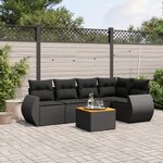 vidaXL Salon de jardin 6 Pièces avec coussins noir résine tressée