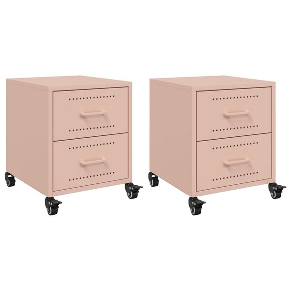 vidaXL Tables de chevet 2 Pièces rose 36x39x43 5 cm acier