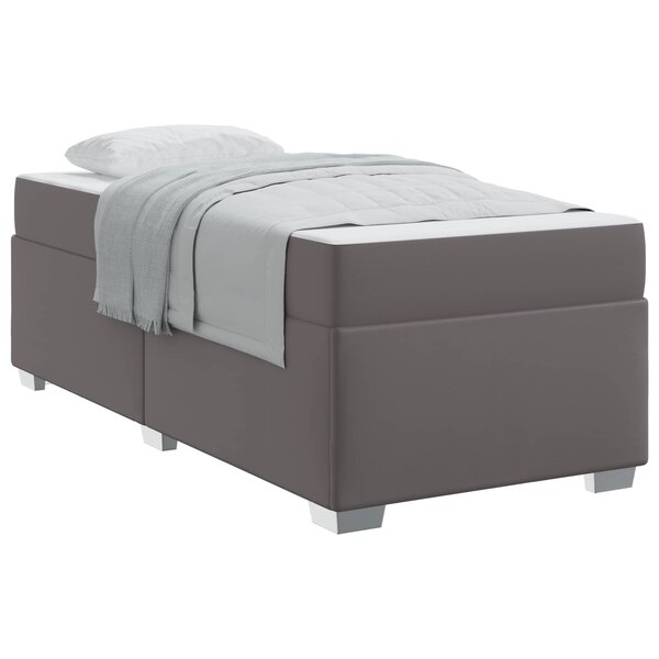 vidaXL Cadre de lit avec matelas Gris 80 x 200 cm tissu