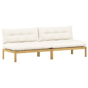 vidaXL Unité de canapé du milieu Acacia Clair et Blanc Crème
