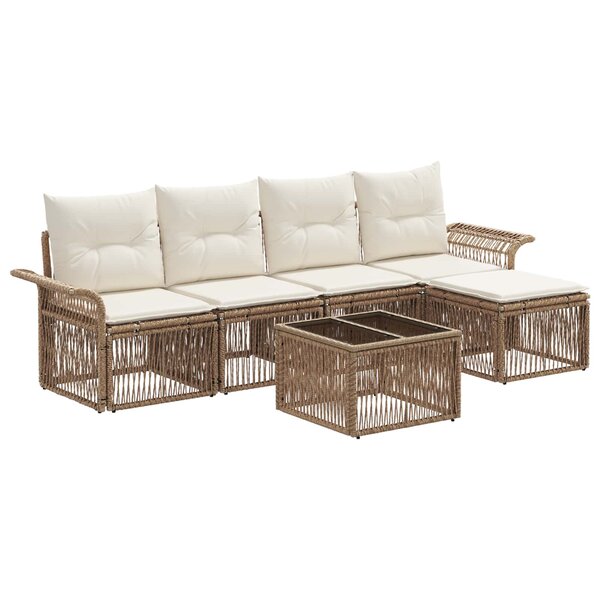 vidaXL Ensemble de canapé de jardin 6 Pièces Beige polyrotin
