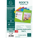 Pack de 25 Chemises Double poche ROCK'S 220g A4 Assorties EXACOMPTA