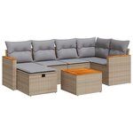 vidaXL Salon de jardin avec coussins 7 Pièces beige résine tressée