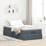 vidaXL Cadre de lit ottoman et matelas gris foncé 90x200 cm velours