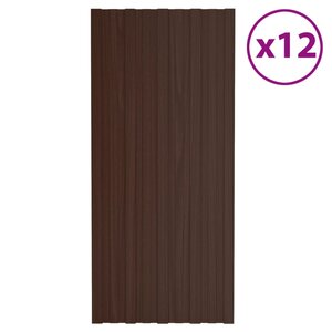 vidaXL Panneaux de toiture 12 Pièces Acier galvanisé Marron 100x45 cm