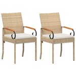 vidaXL Chaises de jardin avec coussin 2 Pièces Beige et blanc crème