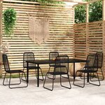 vidaXL Ensemble à manger de jardin 7 Pièces Noir