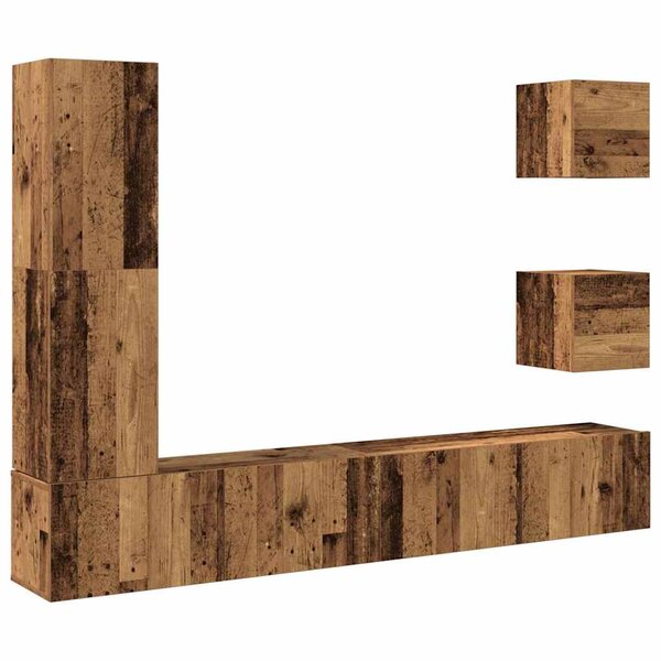 vidaXL Ensemble de meuble TV mural 5 Pièces vieux bois bois d'ingénierie