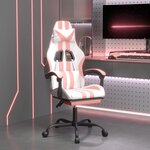 vidaXL Chaise de jeu avec repose-pied Blanc et rose Similicuir