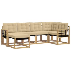 vidaXL Ensemble de canapés d'extérieur 6 pc Blanc et Beige