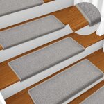 vidaXL Tapis d'escalier 15 pièces 65 x 21 x 4 cm Gris clair Bord rectangulaire