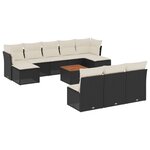vidaXL Salon de jardin 11 Pièces avec coussins noir résine tressée
