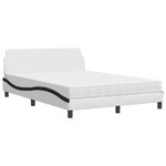 vidaXL Lit avec matelas blanc et noir 140x200 cm similicuir