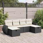 vidaXL Salon de jardin 6 Pièces avec coussins noir résine tressée