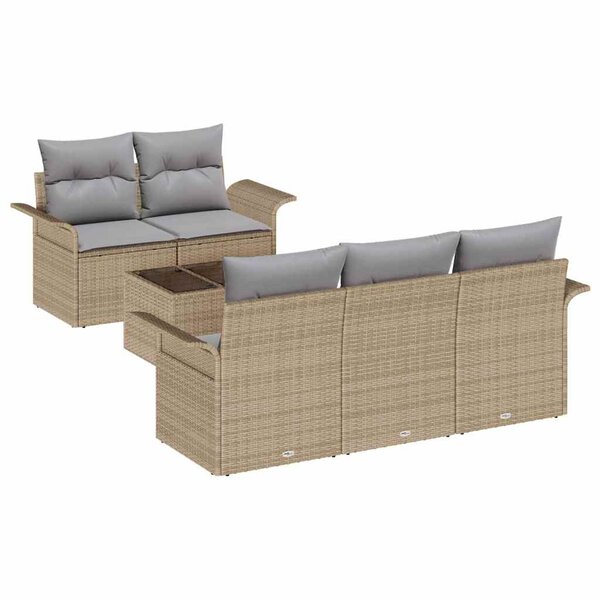 vidaXL Ensemble de canapé de jardin 6 Pièces Beige  Gris 55 x 55 x 37 cm