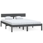 vidaXL Cadre de lit sans matelas gris bois massif