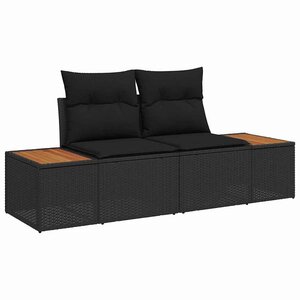 vidaXL Ensemble de canapé de jardin avec coussin 9 Pièces Noir Poly rotin