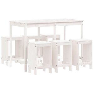 vidaXL Ensemble de bar de jardin 7 Pièces blanc bois de pin massif