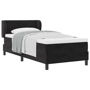 vidaXL Lit à ressorts avec matelas Noir 90 x 190 cm Velours