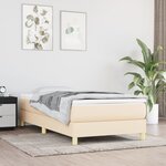 vidaXL Sommier à lattes de lit avec matelas Crème 80x200 cm Tissu