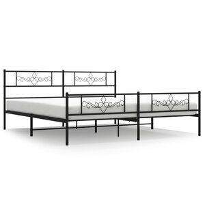 vidaXL Cadre de lit métal sans matelas avec pied de lit noir 200x200cm