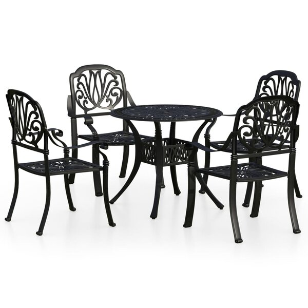 vidaXL Ensemble de bistro 5 Pièces Aluminium coulé Noir