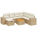 vidaXL Salon de jardin avec coussins 8 Pièces beige résine tressée