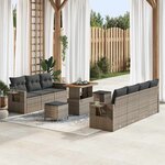 vidaXL Ensemble de canapé de jardin 10 Pièces Gris polyrotin