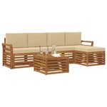 vidaXL Ensemble de canapés d'extérieur 6 Pièces Naturel et Beige