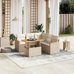 vidaXL Salon de jardin avec coussins 6 Pièces beige résine tressée