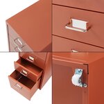 Caisson de bureau armoire meuble de rangement à roulettes avec 5 tiroirs 69 x 28 x 41 cm rouge brique 03_0009106
