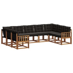 vidaXL Ensemble de canapés d'extérieur 9 pc Naturel et Noir