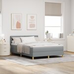 vidaXL lit à ressort avec matelas & LED gris clair 140x200 cm en tissu